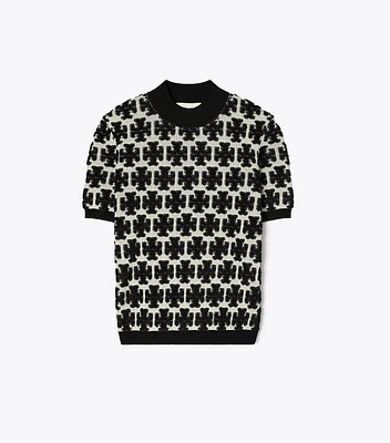 T Monogram Mock-Neck Tee