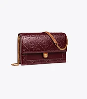 T Monogram Patent Embossed Chain Wallet