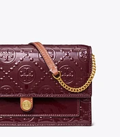 T Monogram Patent Embossed Chain Wallet