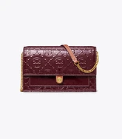 T Monogram Patent Embossed Chain Wallet