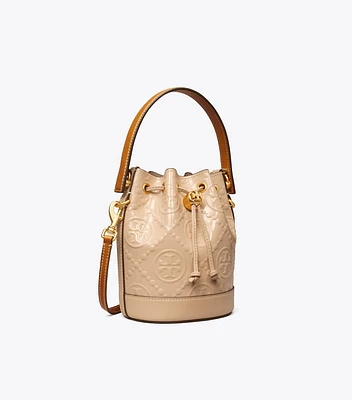 T Monogram Patent Embossed Mini Bucket Bag