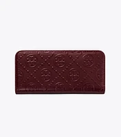 T Monogram Patent Embossed Zip Slim Wallet