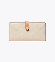 T Monogram Patent Embossed Zip Slim Wallet