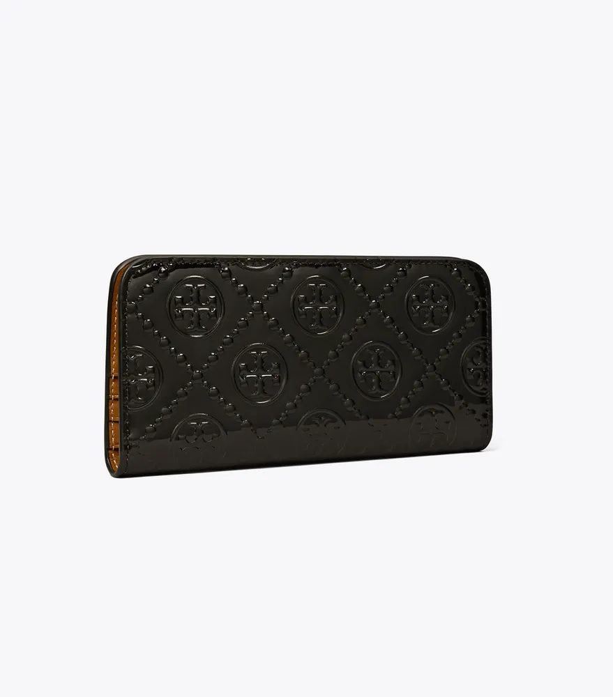 T Monogram Patent Zip Slim Wallet