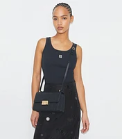 T Monogram Pebbled Shoulder Bag