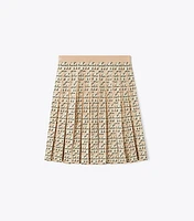 T Monogram Pleated Viscose Skirt