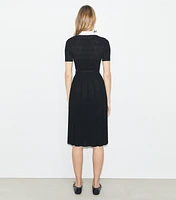 T Monogram Pointelle Pleated Dress