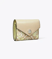 T Monogram Printed Leather Small Envelope Wallet