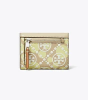 T Monogram Printed Leather Small Envelope Wallet