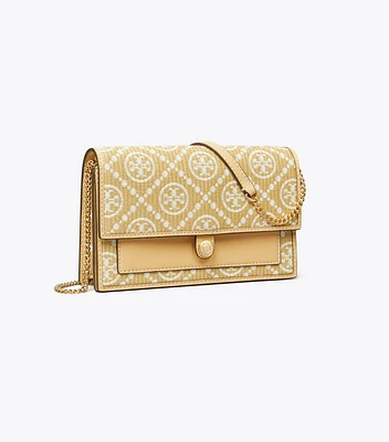 T Monogram Raffia Crossbody