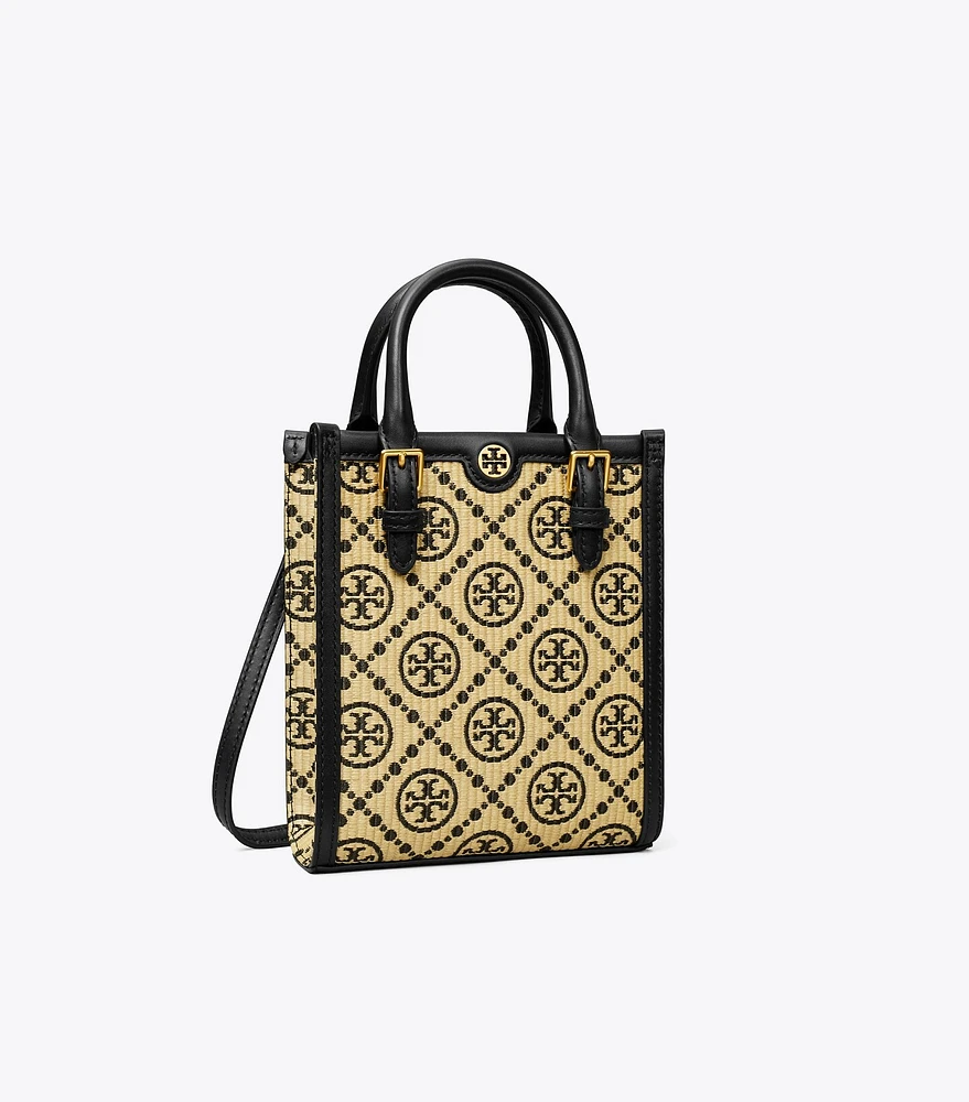 T Monogram Raffia Mini Tote