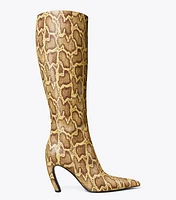 Tall Snake-Embossed Leather Boot