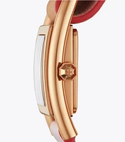 Thayer Watch, Beige & Pink Leather/Rose-Gold, 25 X 39 MM