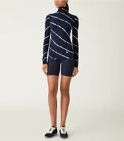 Tissue-Seamless Long-Sleeve Shibori Mockneck