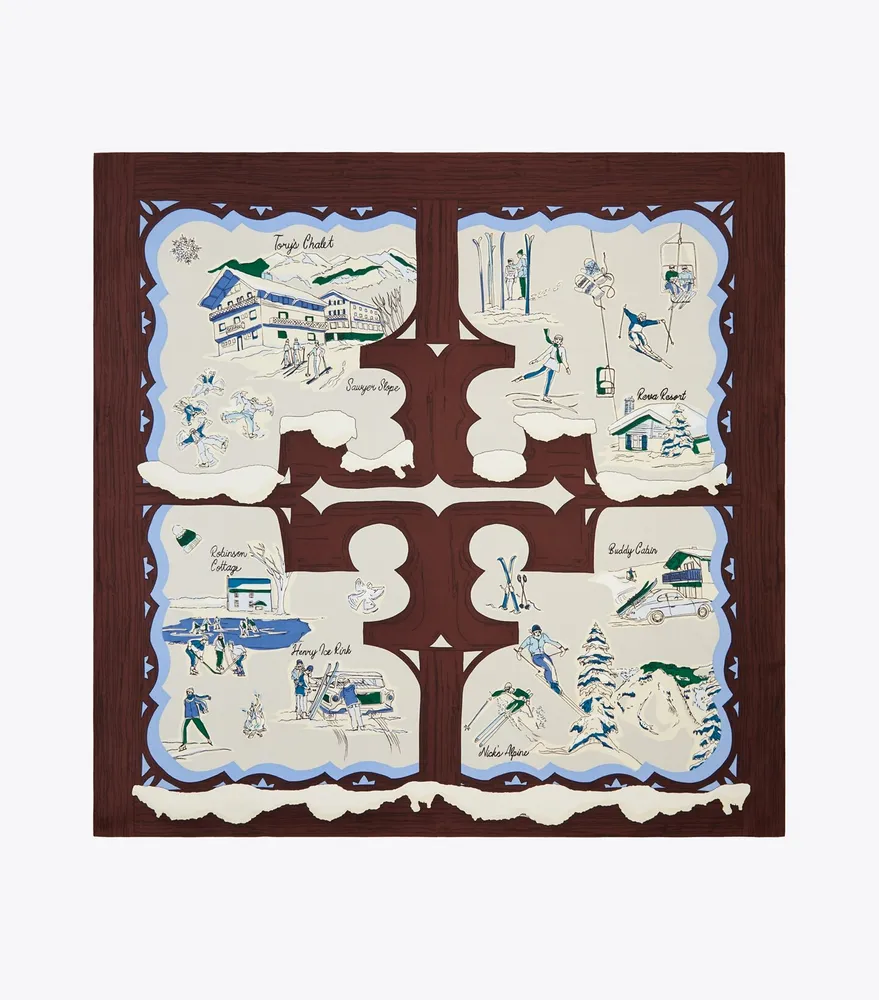 Tory's Chalet Silk Square Scarf 