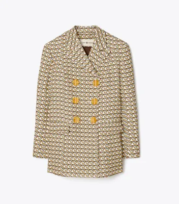 Twill Crepe Double-Breasted Jacket
