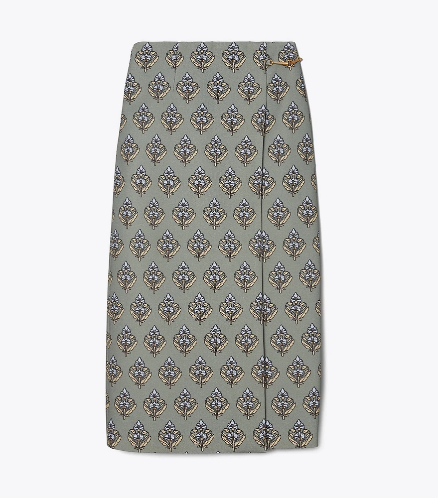 Twill Crepe Wrap Skirt