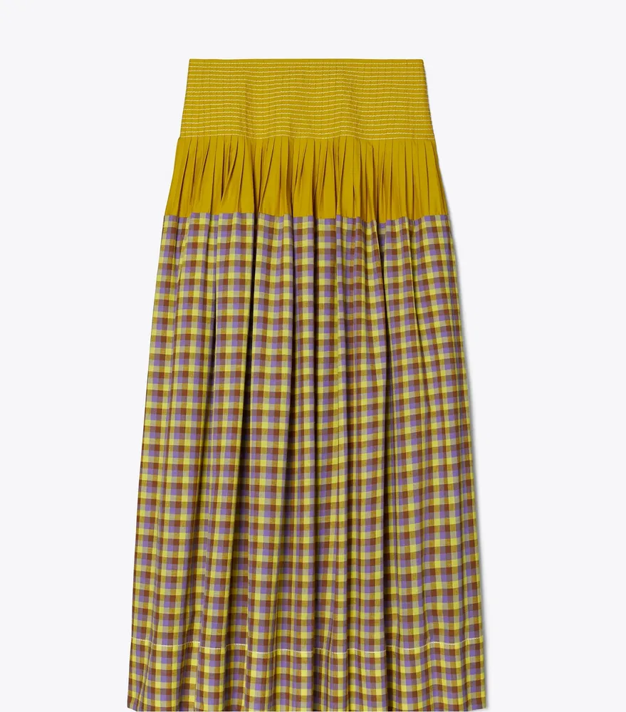 Tory Burch Veronica Plaid Colorblock Skirt