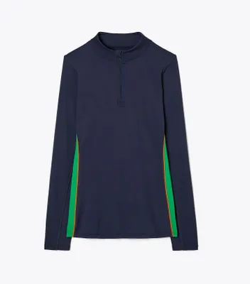 Weightless Contrast-Piped Half-Zip Pullover