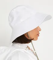 Wide-Brim Woven Jacquard Bucket Hat