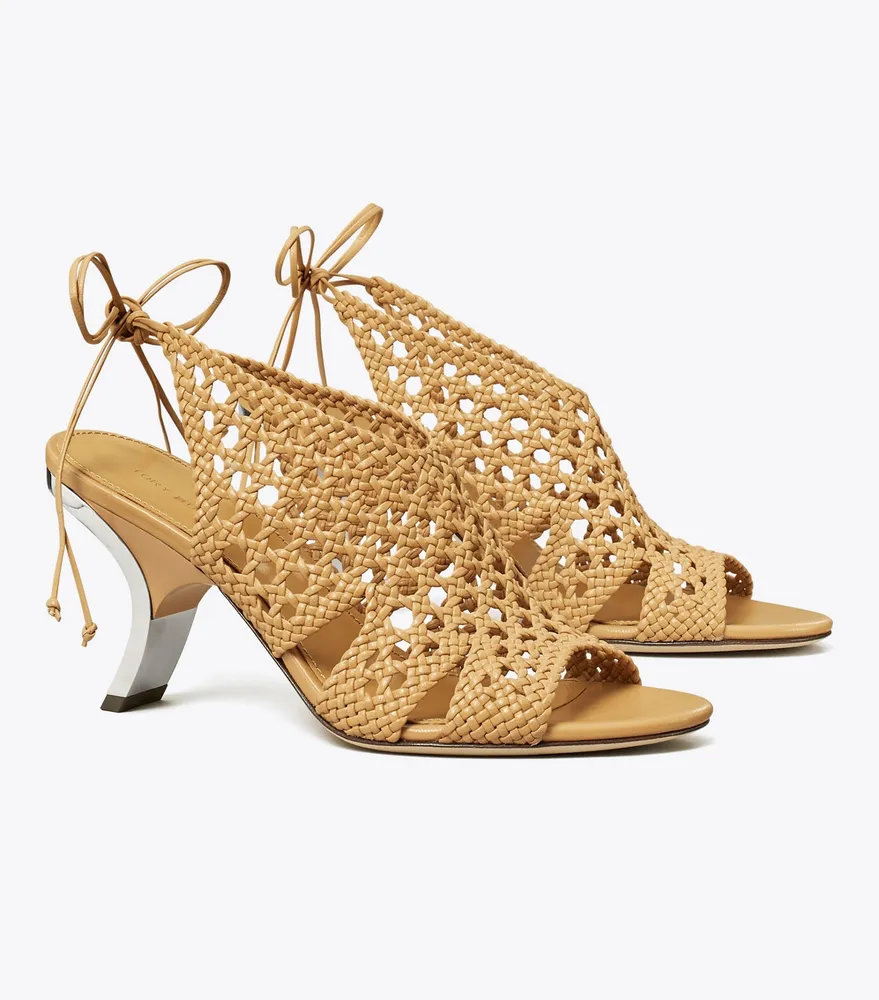 Woven Curved-Heel Sandal