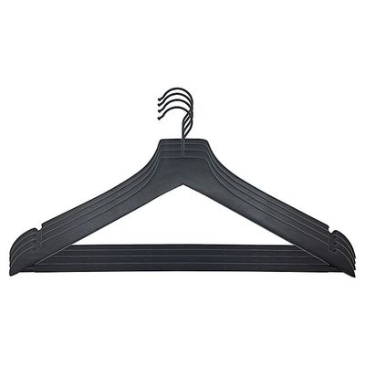 Squared Away™ Wood Suit Hangers Black with Pant Hanging Bar and Hook (Set of 4)