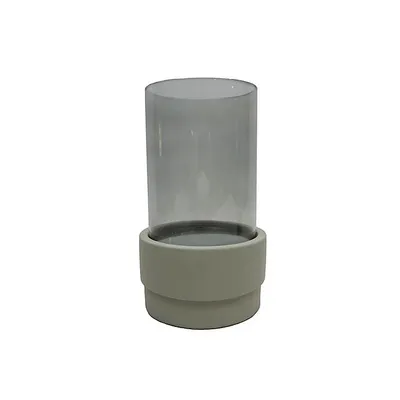 Studio 3B™ Smoked Glass and Concrete Hurricane Pillar Candle Holder
