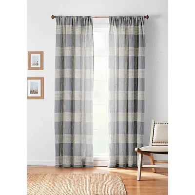 Bee & Willow™ Textured Check Rod Pocket/Back Tab Window Curtain Panel (Single)