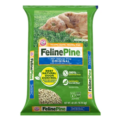 Feline Pine Non-Clumping Pine Cat Litter - Scented, Low Dust, Natural