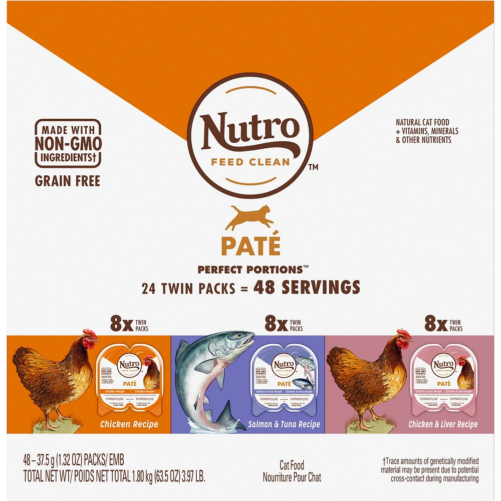 Nutro Perfect Portions Wet Chunks Adult Wet Cat Food - Grain Free, Variety  Pack, 24 Count | The Market Place