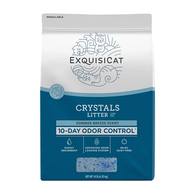 ExquisiCat Crystals Multi-Cat Silica Cat Litter - Summer Breeze Scented, Low Dust