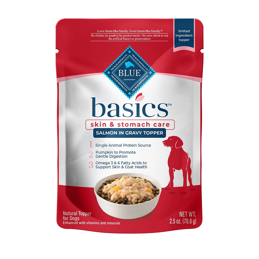 Blue Buffalo Basics Skin & Stomach Care In Gravy Dog Food Topper - Limited  Ingredient, Salmon | The Market Place