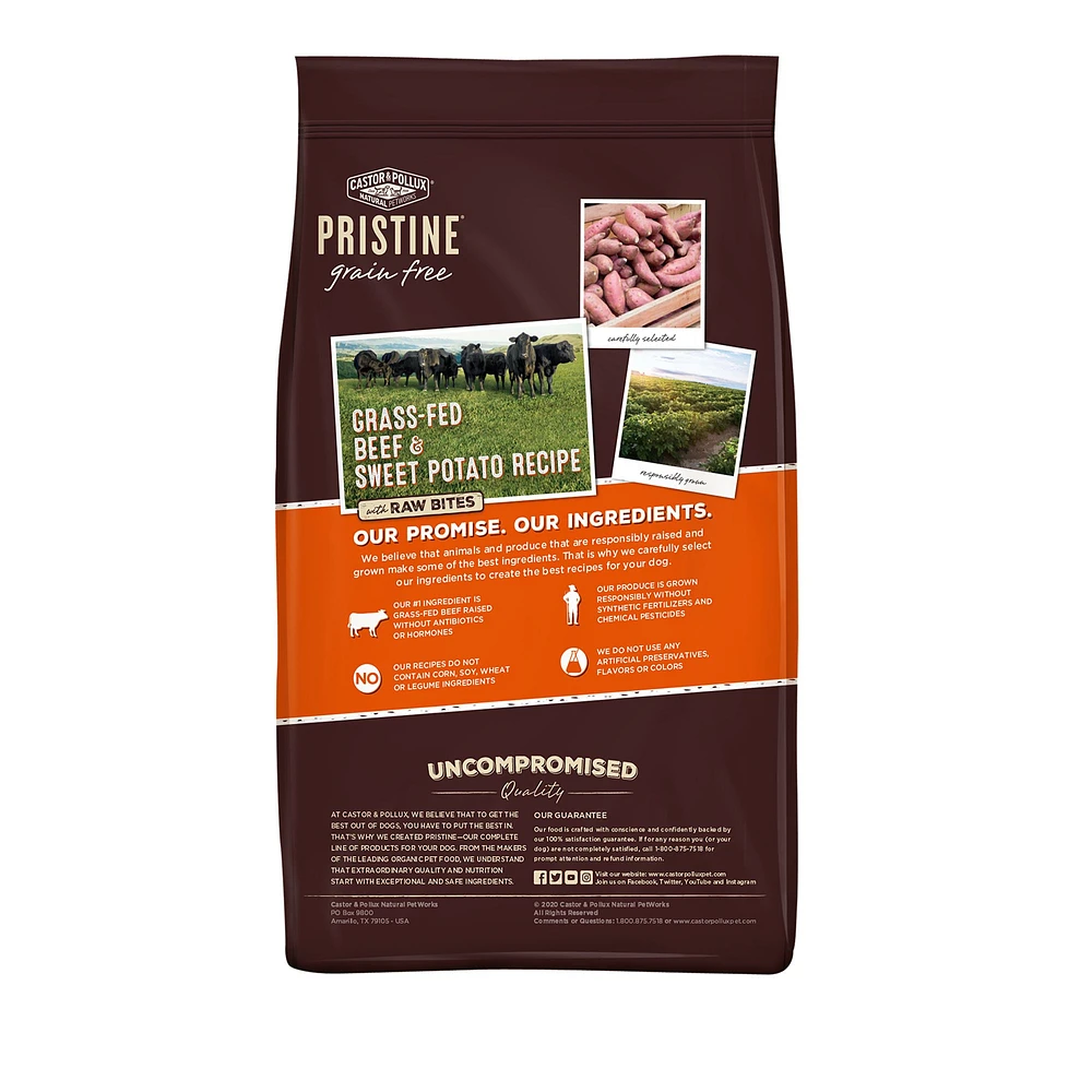 Castor & Pollux PRISTINE Raw Bites Adult Dry Dog Food - Grain Free,  Grass-Fed Beef & Sweet Potato | The Market Place