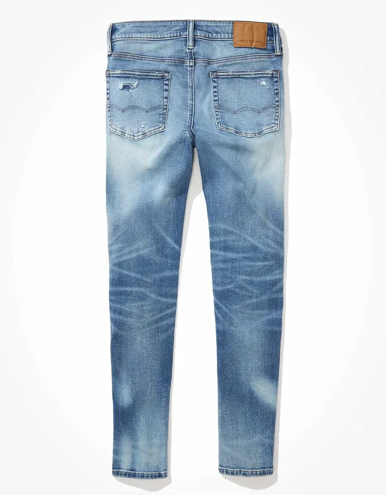 Buy American Eagle Men Blue Airflex 360 Ripped Skinny Jean at