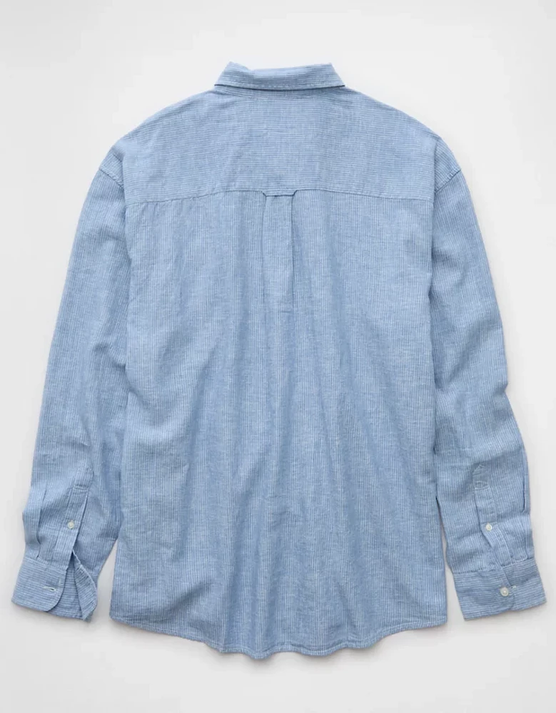 Chemise en mélange de lin décontractée tous les jours à carreaux AE
