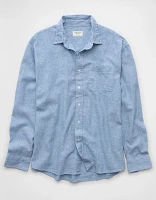 Chemise en mélange de lin décontractée tous les jours à carreaux AE