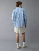 Chemise en mélange de lin décontractée tous les jours à carreaux AE