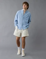 Chemise en mélange de lin décontractée tous les jours à carreaux AE