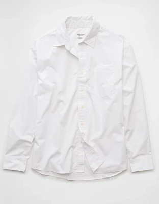 AE Long-Sleeve Poplin Button-Up Lounge Shirt