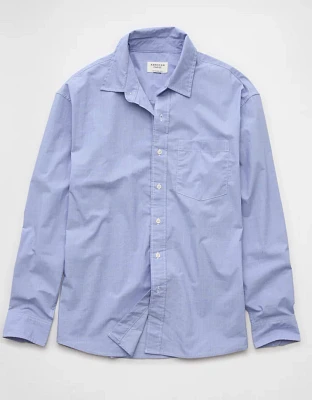 AE Long-Sleeve Poplin Button-Up Lounge Shirt