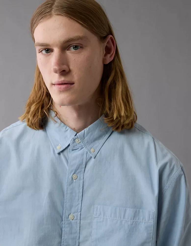 AE Everyday Relaxed Poplin Button-Up Shirt