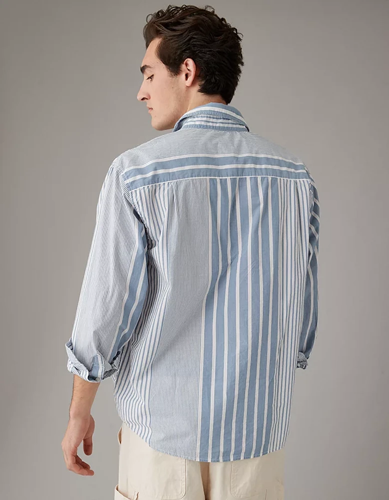 AE Everyday Poplin Striped Button-Up Shirt