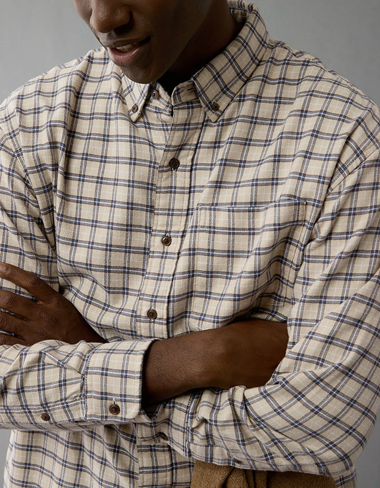 AE Everyday Flannel Plaid Button-Up Shirt