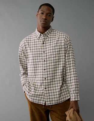 AE Everyday Flannel Plaid Button-Up Shirt