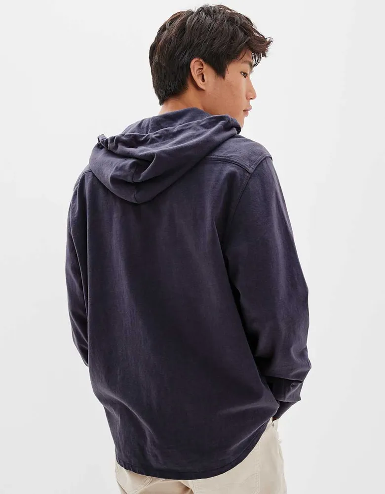 AE Super Soft Hooded Knit Button-Up Shirt