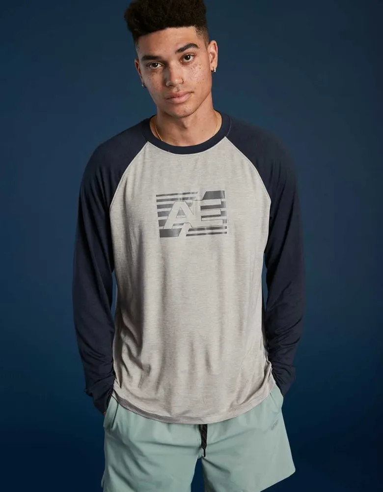 AE 24/7 Good Vibes Long-Sleeve Raglan Graphic T-Shirt