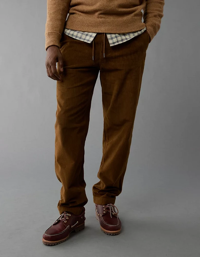 Pantalon décontracté à ceinture élastique coupe athlétique en velours côtelé AE