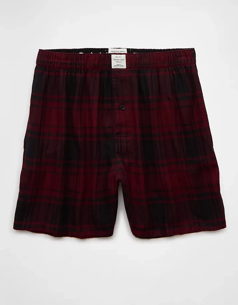 AEO Men's Plaid Flannel Pocket Boxer Short