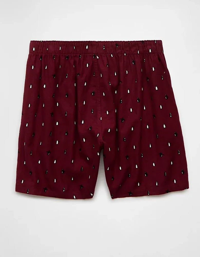 AEO Men's Tiny Penguins Flannel Pocket Boxer Short