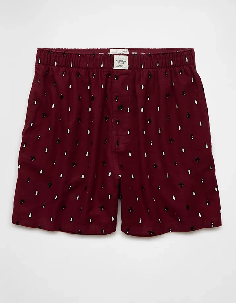 AEO Men's Tiny Penguins Flannel Pocket Boxer Short